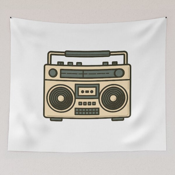 Item preview, Retro Cassette Boombox – 80s Music Vibes designed and sold by Sztuboo.