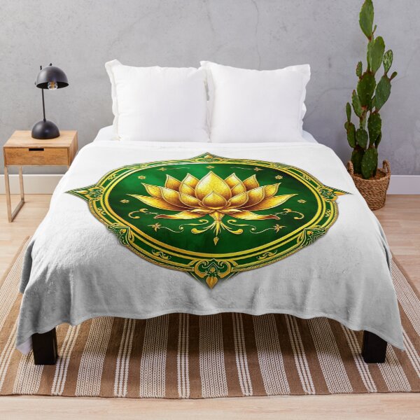 Item preview, Golden Lotus with Emerald Floral Frame designed and sold by sharon1210.