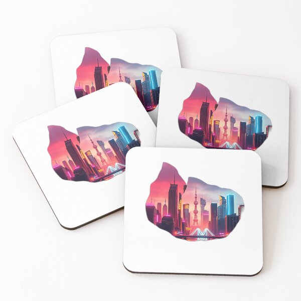 Item preview, Futuristic Cityscape with Neon and Rust designed and sold by sharon1210.