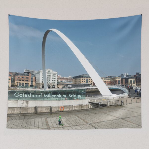 Item preview, Gateshead Millennium Bridge with Bright Blue Sky designed and sold by David Patterson.