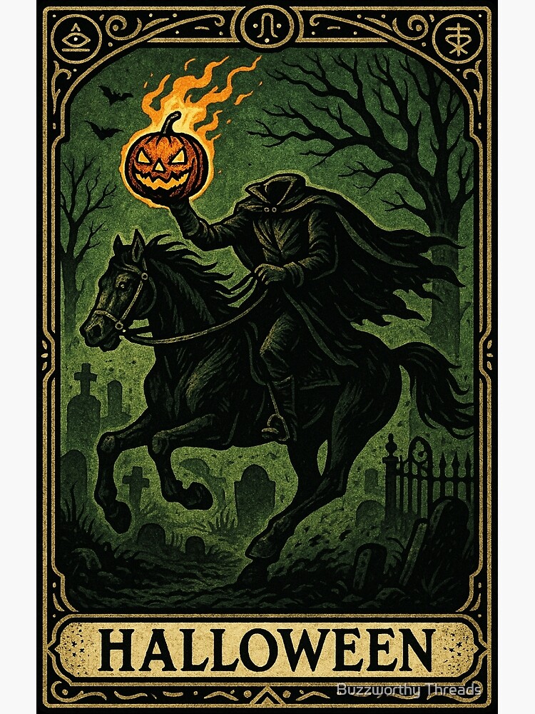 Spooky Headless Horseman Jack-o-Lantern Tarot Halloween Greeting Card