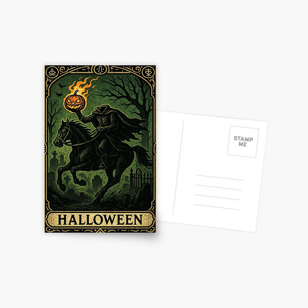 Spooky Headless Horseman Jack-o-Lantern Tarot Halloween Greeting Card