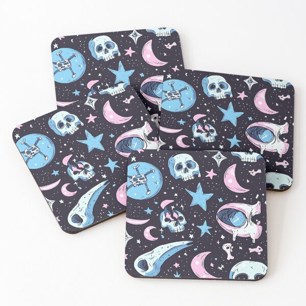 Item preview, Spooky Halloween scary ghost skull seamless pattern  blue pink  designed and sold by cocomelon168.