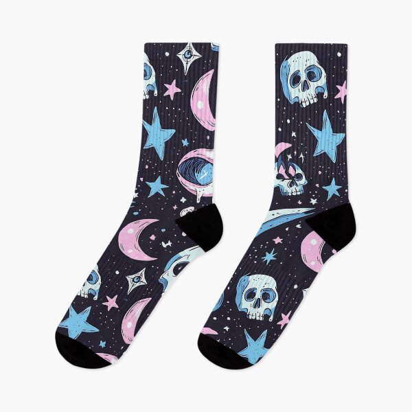 Item preview, Spooky Halloween scary ghost skull seamless pattern  blue pink  designed and sold by cocomelon168.