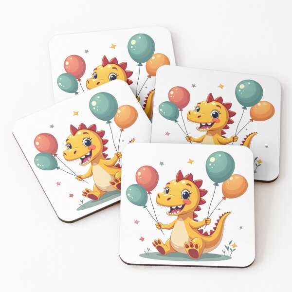Item preview, Cute Cartoon Dinosaur with Balloons designed and sold by ArtsAmaze.