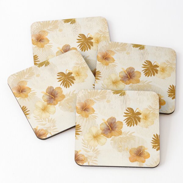 Item preview, Golden Hibiscus Tropical Floral Pattern Elegant Exotic Boho Print designed and sold by StickerHavenn.