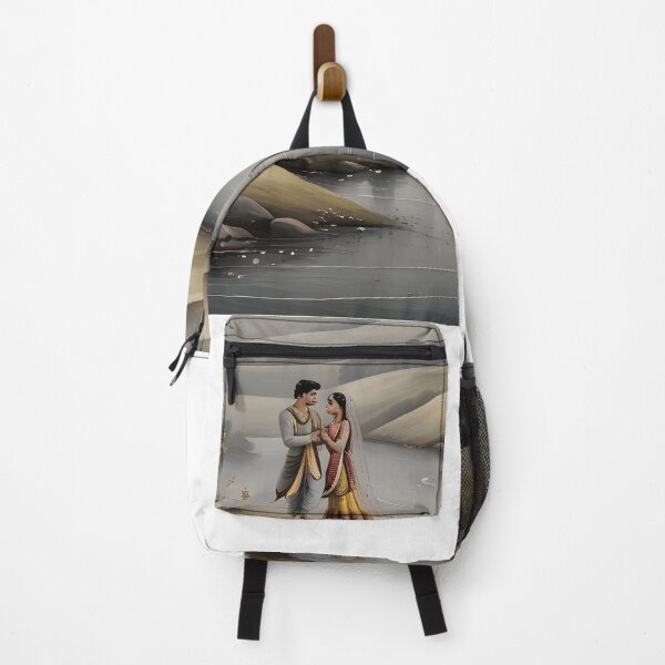 Item preview, Romantic Kangra Painting of Radha and Krishna in Lush Landscape designed and sold by Haus Of K.