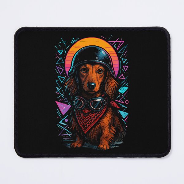 Item preview, Longhair Dachshund Biker Dog Helmet Retro designed and sold by TomFrontierArt.