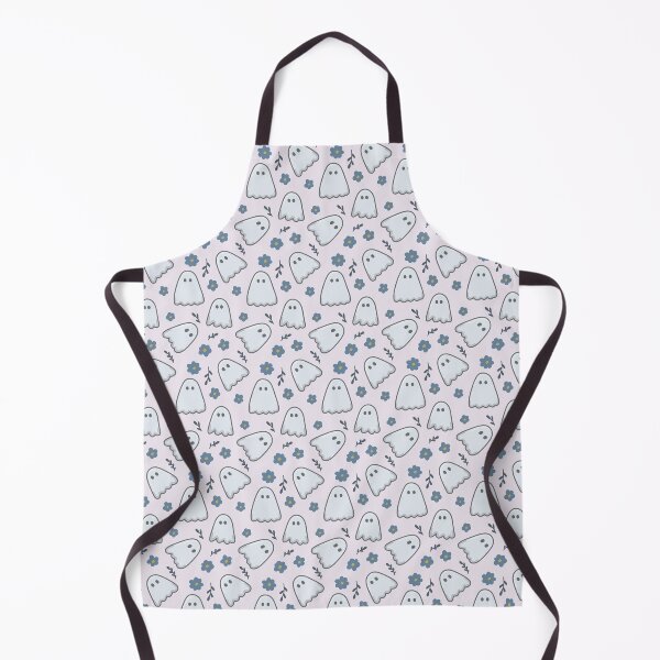 Item preview, Seamless Ghost Pattern with Blue Flowers, Cute Spooky Digital Art designed and sold by zcatstudio.