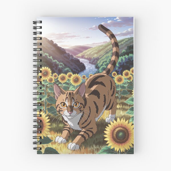 Artikelvorschau, Bengalkatze im Sonnenblumenfeld, Wandkunst für Katzenliebhaber entworfen und verkauft von WILDEVIOLET.