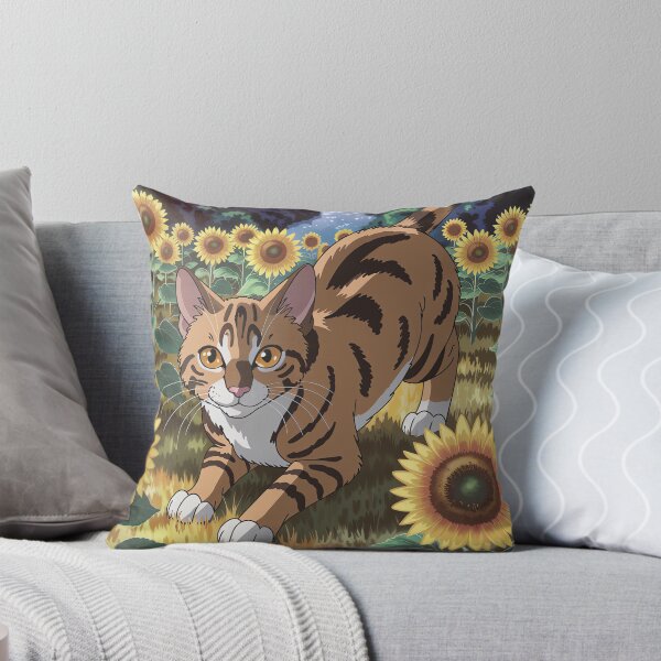Artikelvorschau, Bengalkatze im Sonnenblumenfeld, Wandkunst für Katzenliebhaber entworfen und verkauft von WILDEVIOLET.