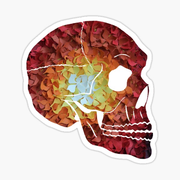 Flower Skull Red Sticker