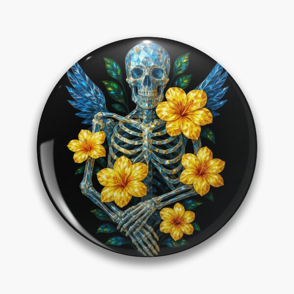 Item preview, Crystal Wings Skull with Hibiscus - Gothic Summer, Freedom & Magic Artwork designed and sold by CamillaCreation.