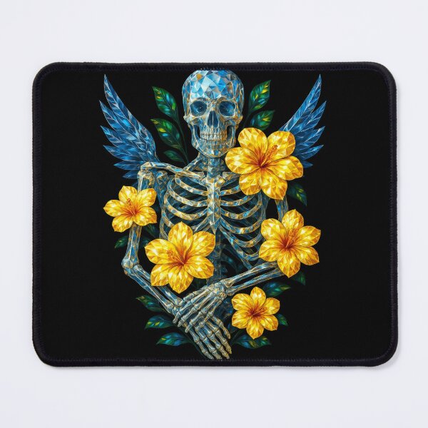 Item preview, Crystal Wings Skull with Hibiscus - Gothic Summer, Freedom & Magic Artwork designed and sold by CamillaCreation.