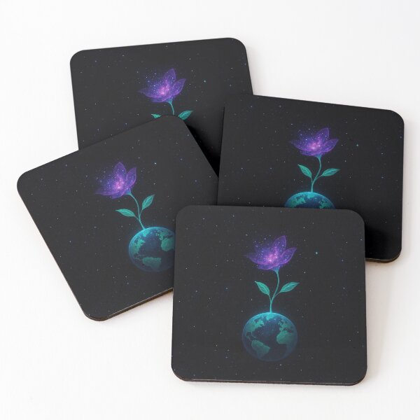Item preview, Cosmic Flower Growing from Earth – Galaxy Nature Surreal Art designed and sold by ZagonShop.