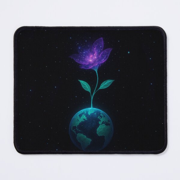 Item preview, Cosmic Flower Growing from Earth – Galaxy Nature Surreal Art designed and sold by ZagonShop.