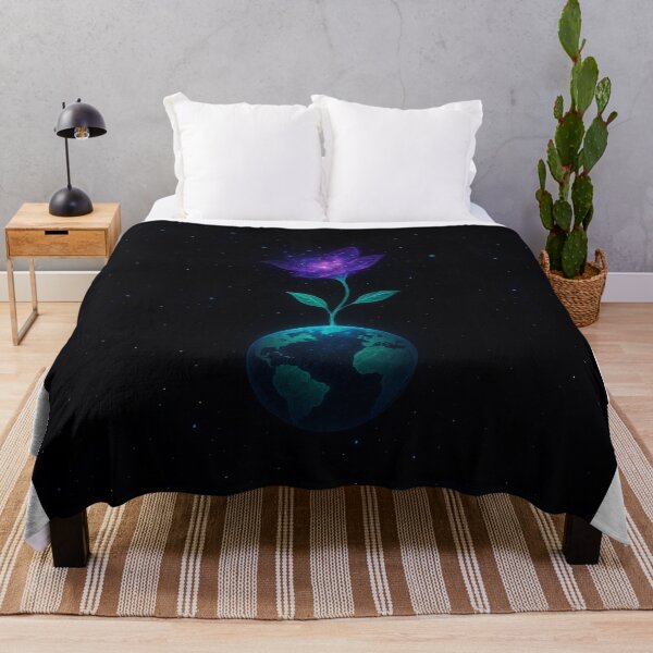 Item preview, Cosmic Flower Growing from Earth – Galaxy Nature Surreal Art designed and sold by ZagonShop.