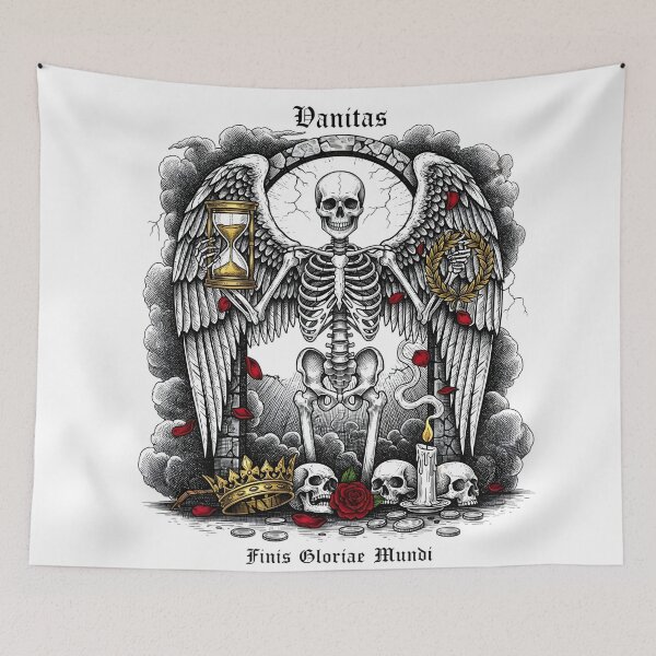 Item preview, Vanitas Gothic Skeleton Angel – Dark Art Halloween Skull Design designed and sold by AnnDesignStudio.