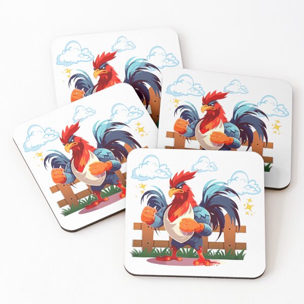 Item preview, Fighting Rooster Cartoon | Funny Strong Colorful Farm Cock designed and sold by ArtelPrints.