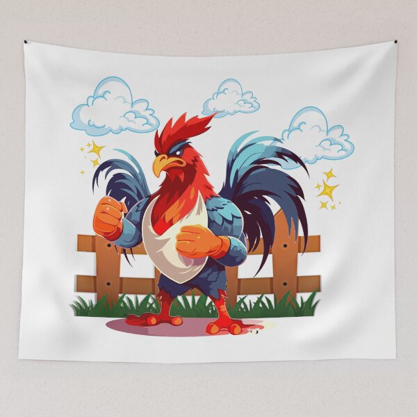 Item preview, Fighting Rooster Cartoon | Funny Strong Colorful Farm Cock designed and sold by ArtelPrints.