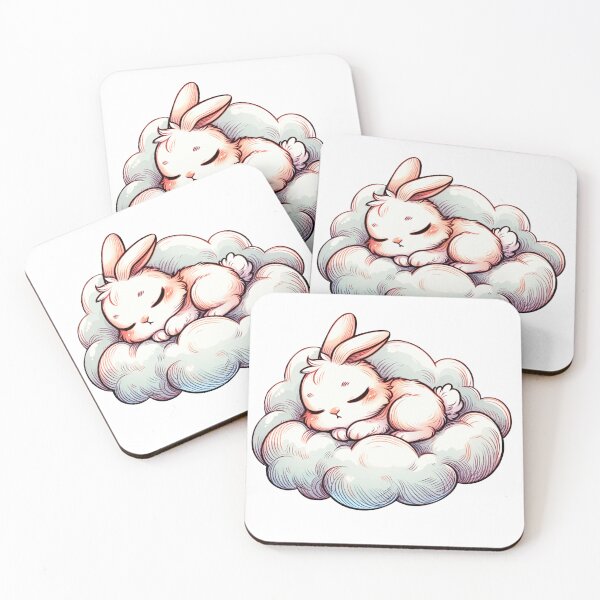 Item preview, Sleeping Bunny on Cloud – Cute Kawaii Animal Illustration designed and sold by mybunnyparadise.