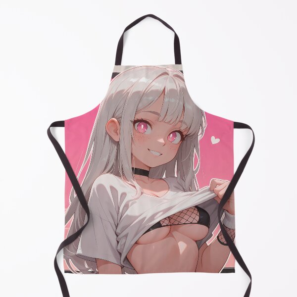 Item preview, Neon Pink Waifu — Silver-Haired Anime Beauty (Vaporwave Pinup) designed and sold by Ani-mememe.