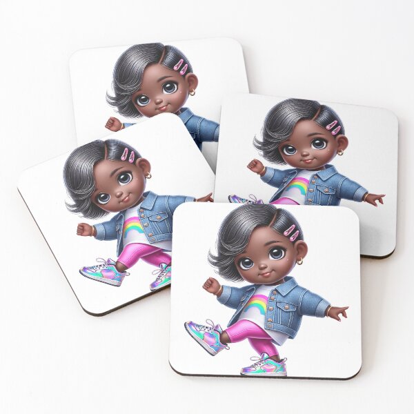 Item preview, Happy Black Girl with Puffs – Playful Cartoon Style designed and sold by Lulunza.