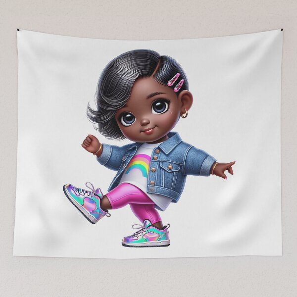 Item preview, Happy Black Girl with Puffs – Playful Cartoon Style designed and sold by Lulunza.