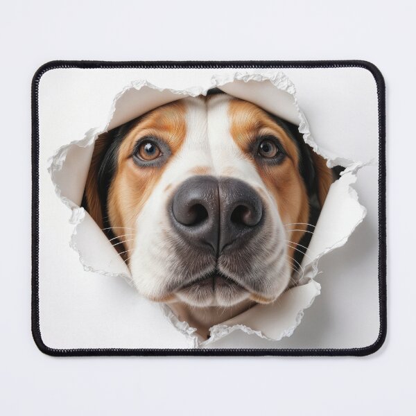 Item preview, Hound Dog Peeking Through Torn Paper Hole designed and sold by Maria Dryfhout.