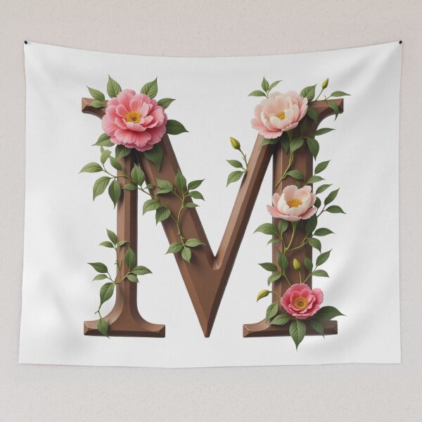 Item preview, Floral Monogram Letter M designed and sold by rustyroofco.