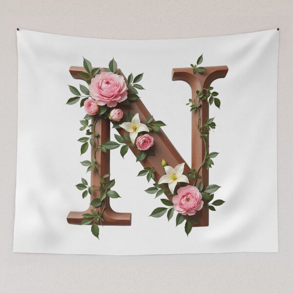 Item preview, Floral Monogram Letter N designed and sold by rustyroofco.