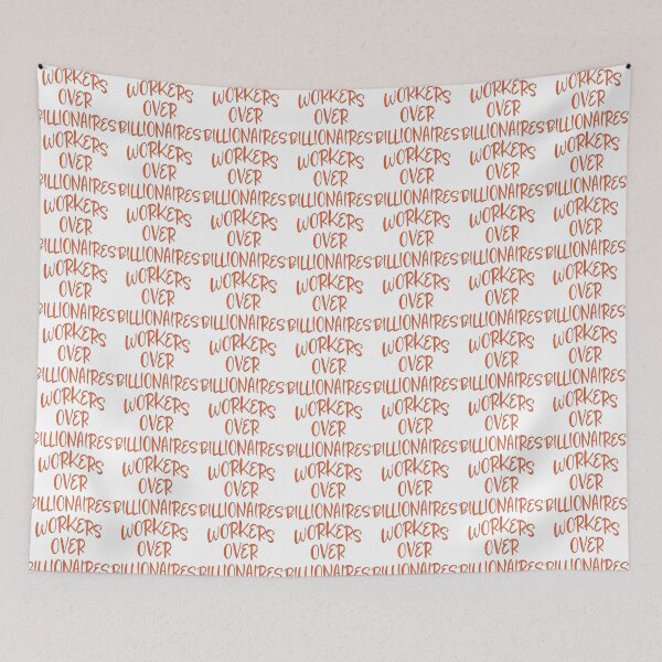 Item preview, WORKERS OVER BILLIONAIRES orange grey trim designed and sold by I Want My Democracy.