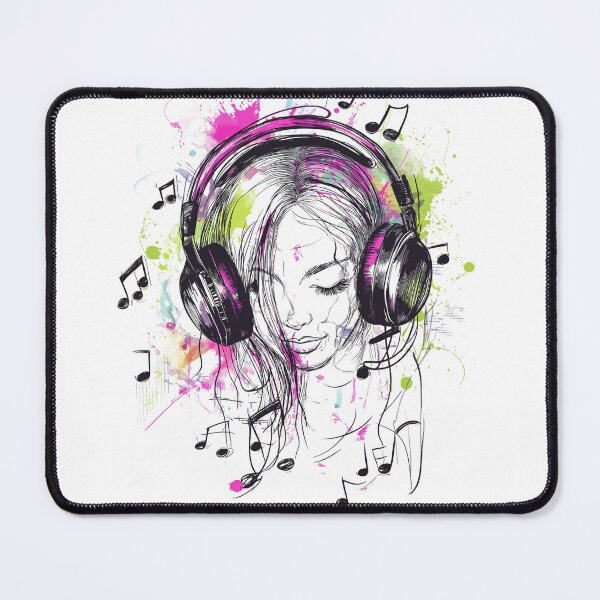 Item preview, Colorful Music Girl with Headphones – Artistic Splash Illustration designed and sold by Rasa-X-.