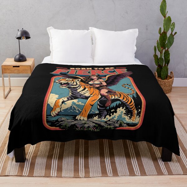 Item preview, Born To Be Fierce: Winged Warrior Woman Riding a Tiger designed and sold by Vintagenaut Co..