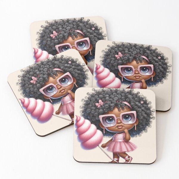 Item preview, Pretty Black Girl with Natural Hair – Cute Digital Art pink dress designed and sold by Lulunza.
