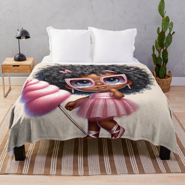 Item preview, Pretty Black Girl with Natural Hair – Cute Digital Art pink dress designed and sold by Lulunza.