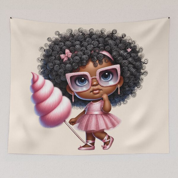 Item preview, Pretty Black Girl with Natural Hair – Cute Digital Art pink dress designed and sold by Lulunza.