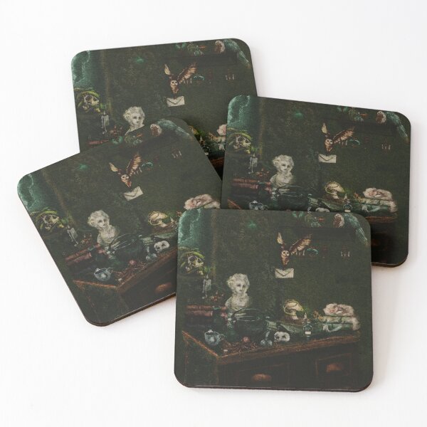 Item preview, Dark Academia Fantasy Witch Professor Desk Gothic Watercolor designed and sold by Monica Laipple.