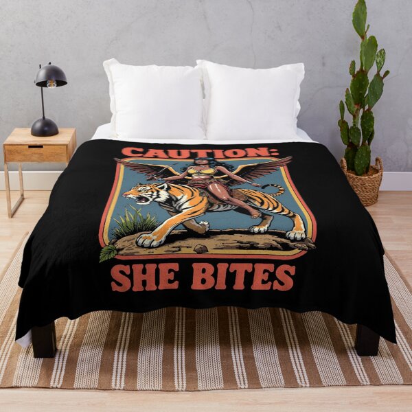 Item preview, CAUTION: She Bites - Winged Warrior Woman Riding a Tiger designed and sold by Vintagenaut Co..