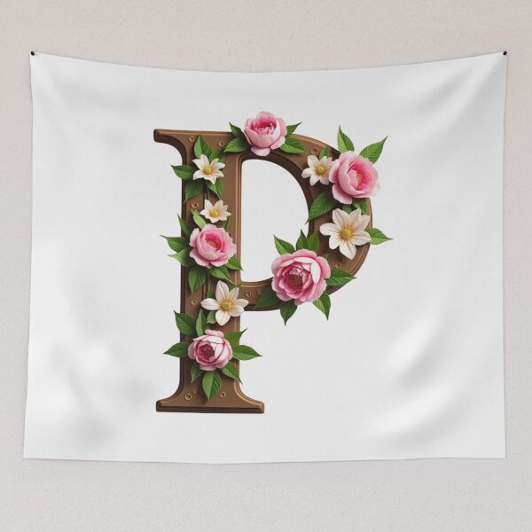 Item preview, Floral Monogram Letter P designed and sold by rustyroofco.