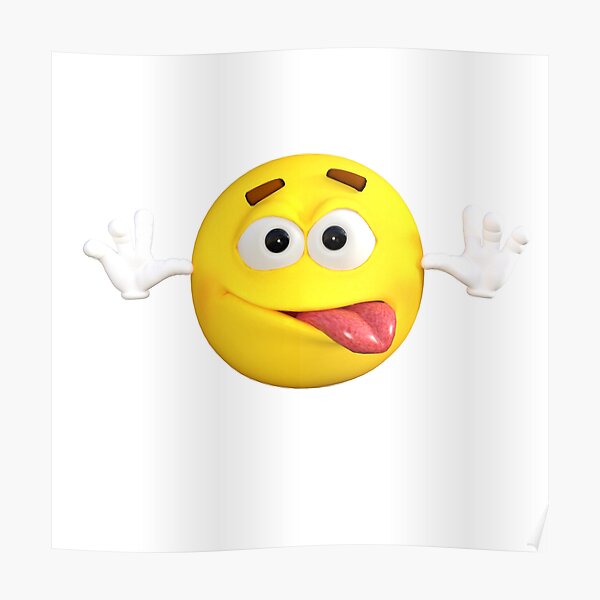 "Emoji Tongue Out Hands Waving" Poster for Sale by Julie7526 Redbubble