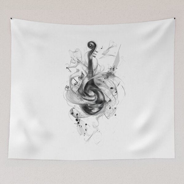 Artikelvorschau, Abstract Black and White Music Art – Guitar & Treble Clef Fusion entworfen und verkauft von Rasa-X-.