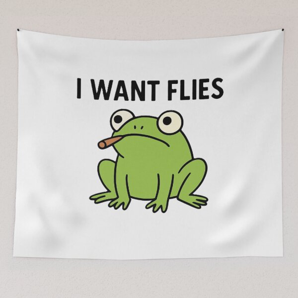 Item preview, Funny Frog Meme – I Want Flies Cartoon Design designed and sold by OxiSkor.