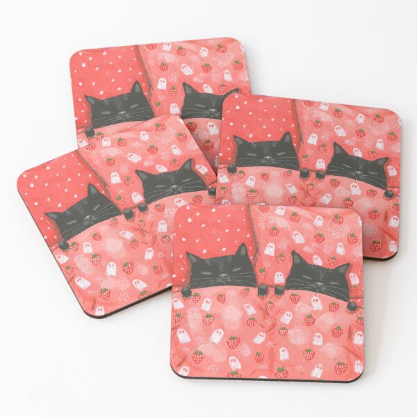 Item preview, Strawberries and Ghosts Dreams Black Cats designed and sold by KilkennyCat Art.