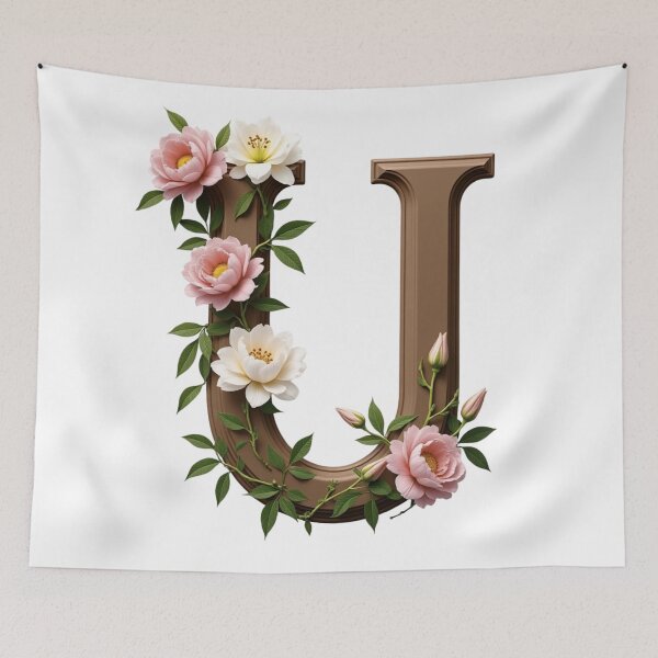 Item preview, Floral Monogram Letter U designed and sold by rustyroofco.