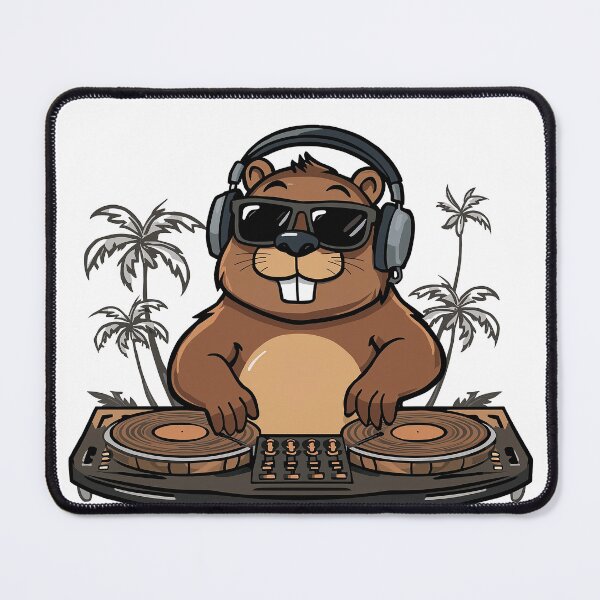 Item preview, DJ Beaver – Spinning Wooden Vinyls Party designed and sold by DamFineDesigns.
