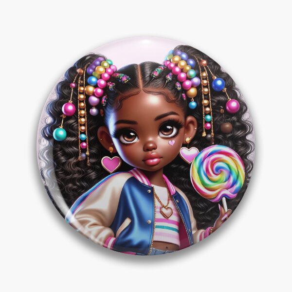 Item preview, Cute Black Girl with Braids – Adorable Cartoon Illustration designed and sold by Lulunza.