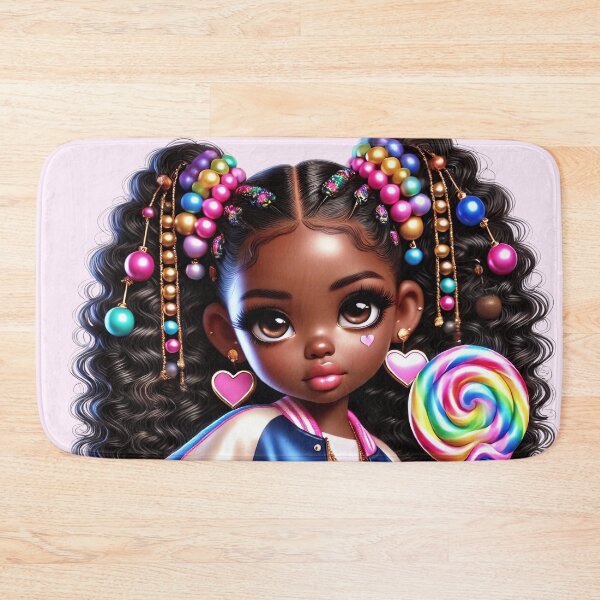 Item preview, Cute Black Girl with Braids – Adorable Cartoon Illustration designed and sold by Lulunza.