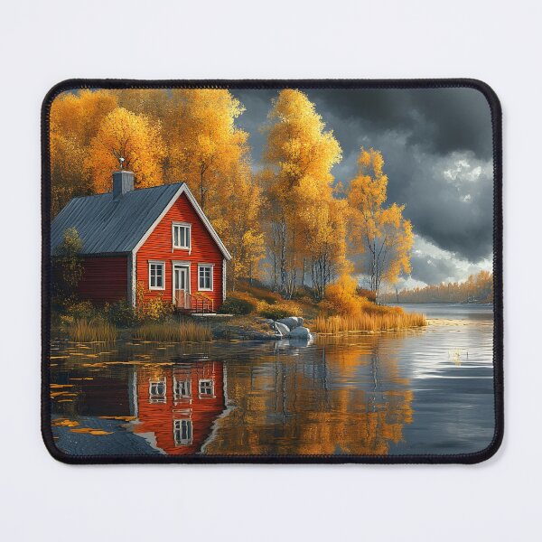 Item preview, Charming Autumn Cottage by a Reflective Lake designed and sold by Artessie.