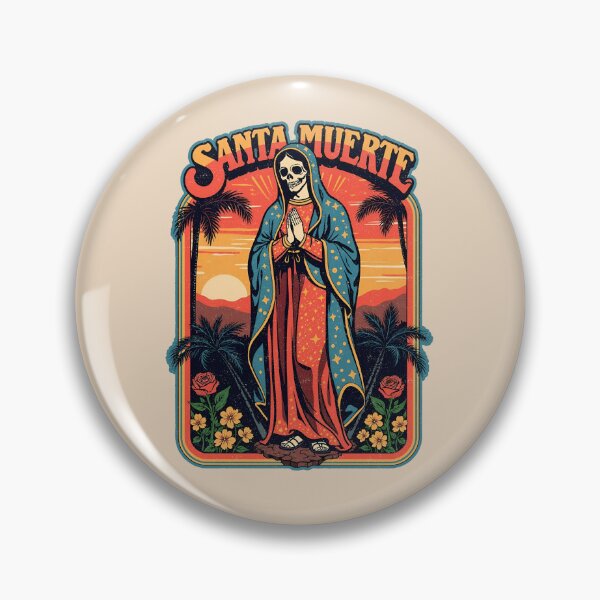 Item preview, Santa Muerte: Holy Death at Sunset with Palm Trees designed and sold by Vintagenaut Co..